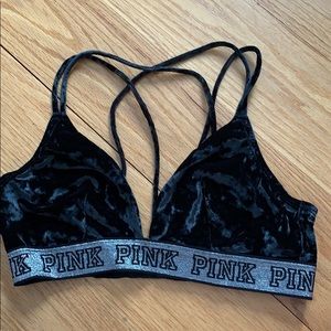 PINK black velvet bralette